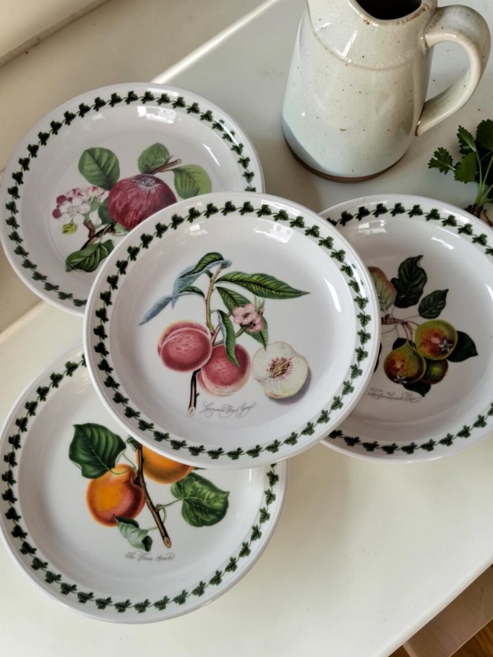 Vtg Set of 4 Portmeirion Pomona Fruit Bread & Butter Plates Dessert 7.38"